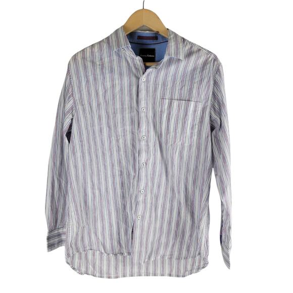 Tommy Bahama Long Sleeve Button Up Shirt Striped White Size M - Picture 1 of 5